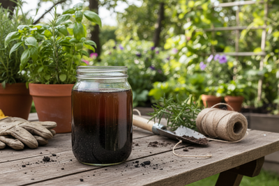 Biochar compost tea in jar