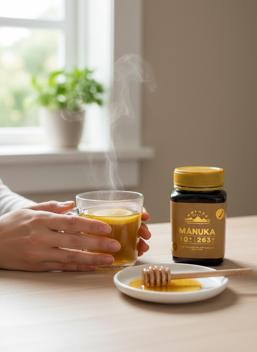 Tea and honey lifestyle shot